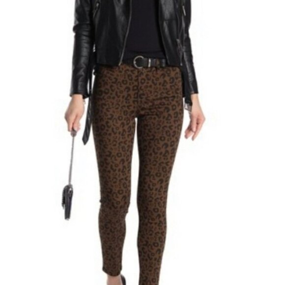 *NWT*  Sanctuary Leopard Twill Casual Winter Fall Chic Skinny Pants Black Brown - Picture 1 of 15